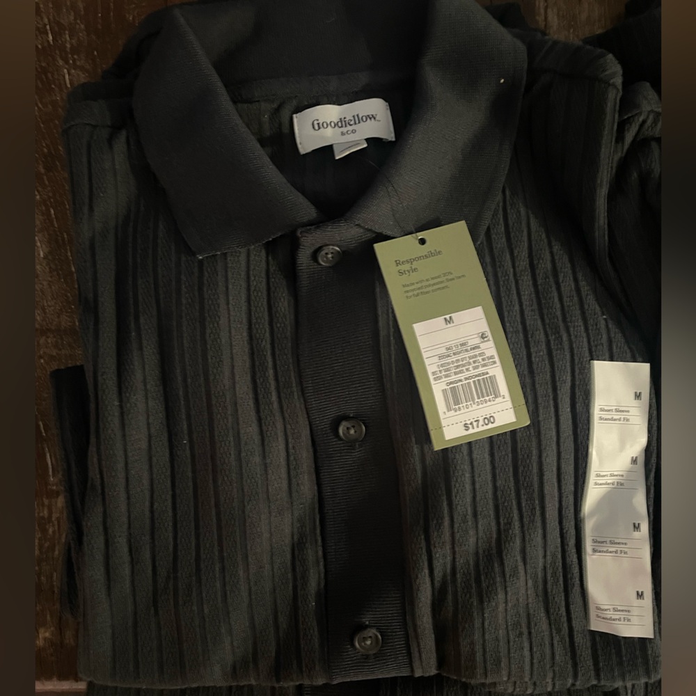 NWT Lot of 6 Goodfellow & Co Charcoal Knit Collared Shirts - Picture 2 of 3